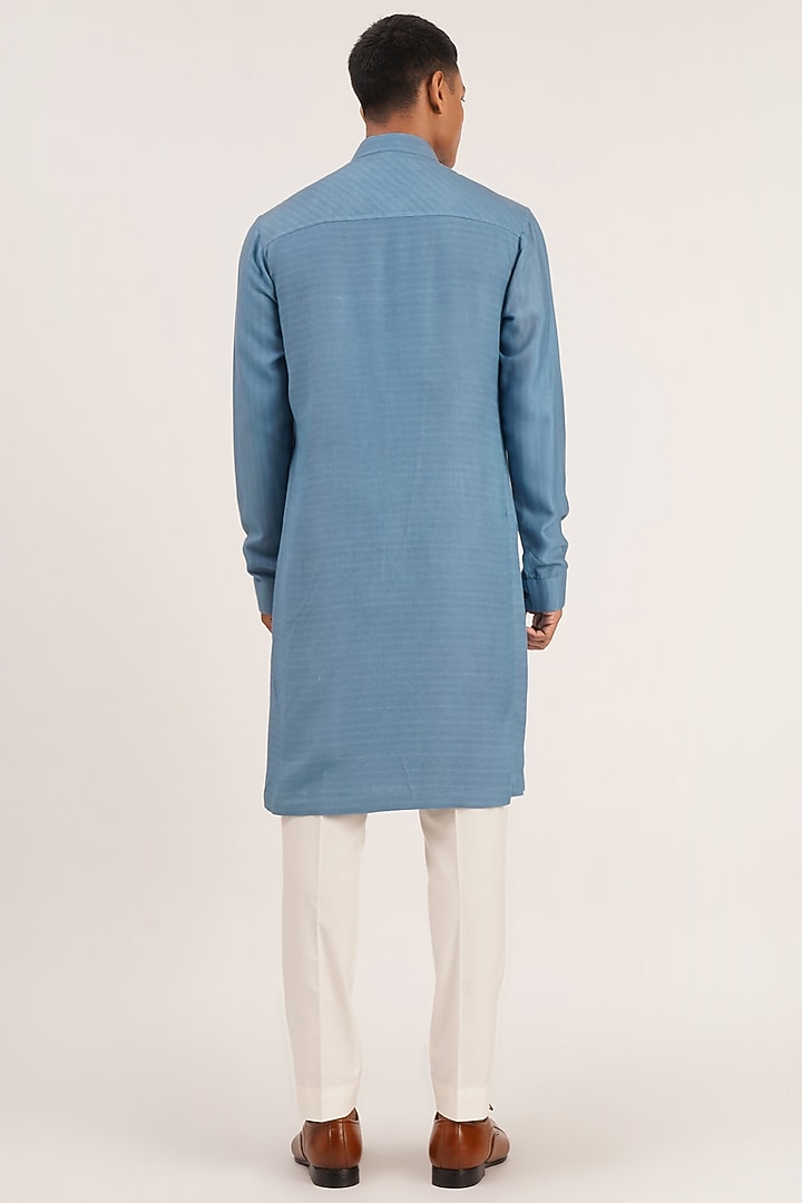 Mineral Blue Cotton Kurta Set by Dhruv Vaish at Pernia's Pop Up Shop
