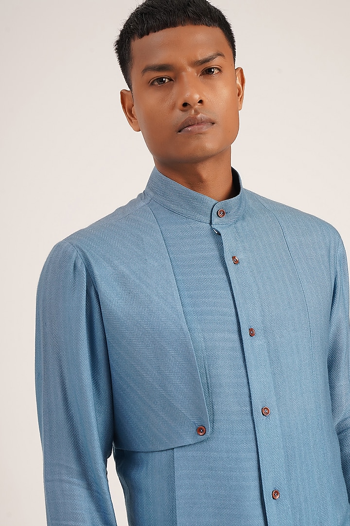 Mineral Blue Cotton Kurta Set by Dhruv Vaish at Pernia's Pop Up Shop