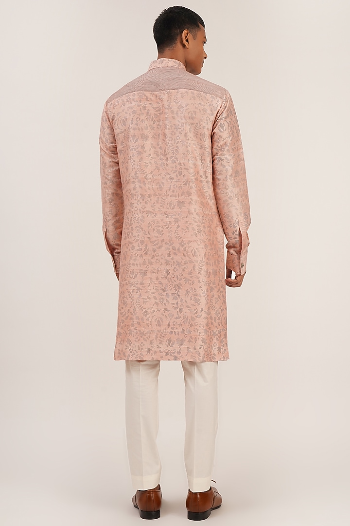 Sandrose Raw Silk Block Printed Kurta Set by Dhruv Vaish at Pernia's Pop Up Shop
