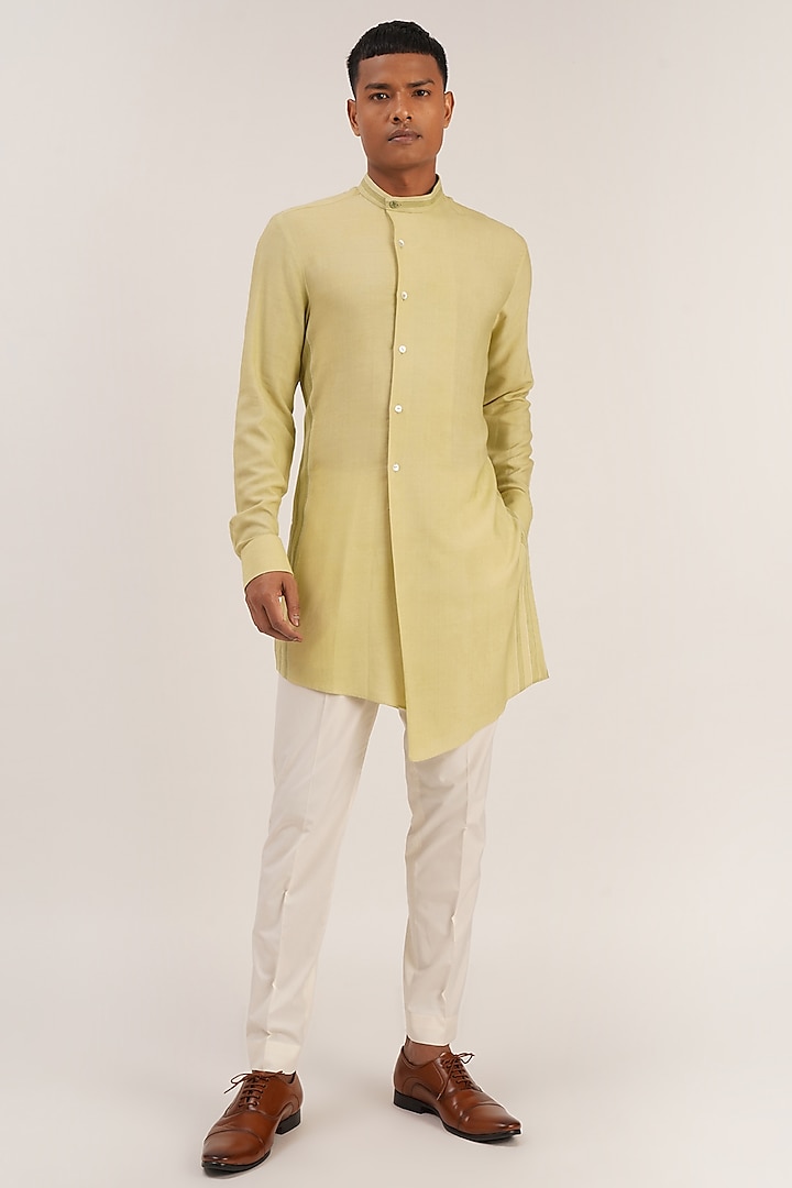 Pale Mint Embroidered Kurta Set by Dhruv Vaish