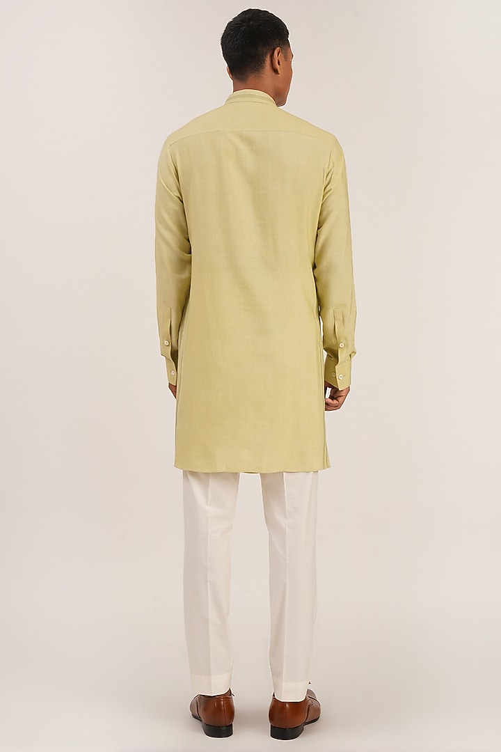 Pale Mint Cotton Silk Thread Embroidered Kurta Set by Dhruv Vaish at Pernia's Pop Up Shop