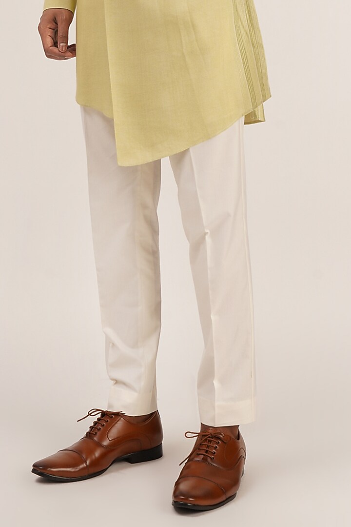 Pale Mint Cotton Silk Thread Embroidered Kurta Set by Dhruv Vaish at Pernia's Pop Up Shop