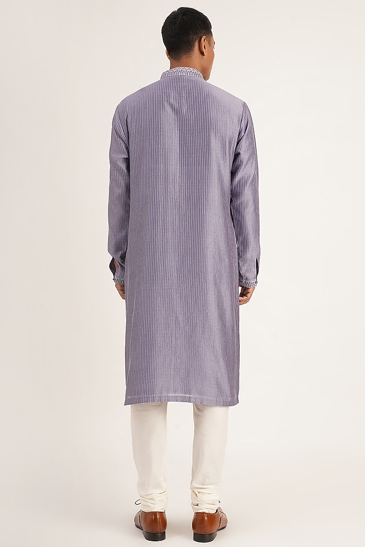 Iris Cotton Silk Embroidered Kurta Set by Dhruv Vaish at Pernia's Pop Up Shop