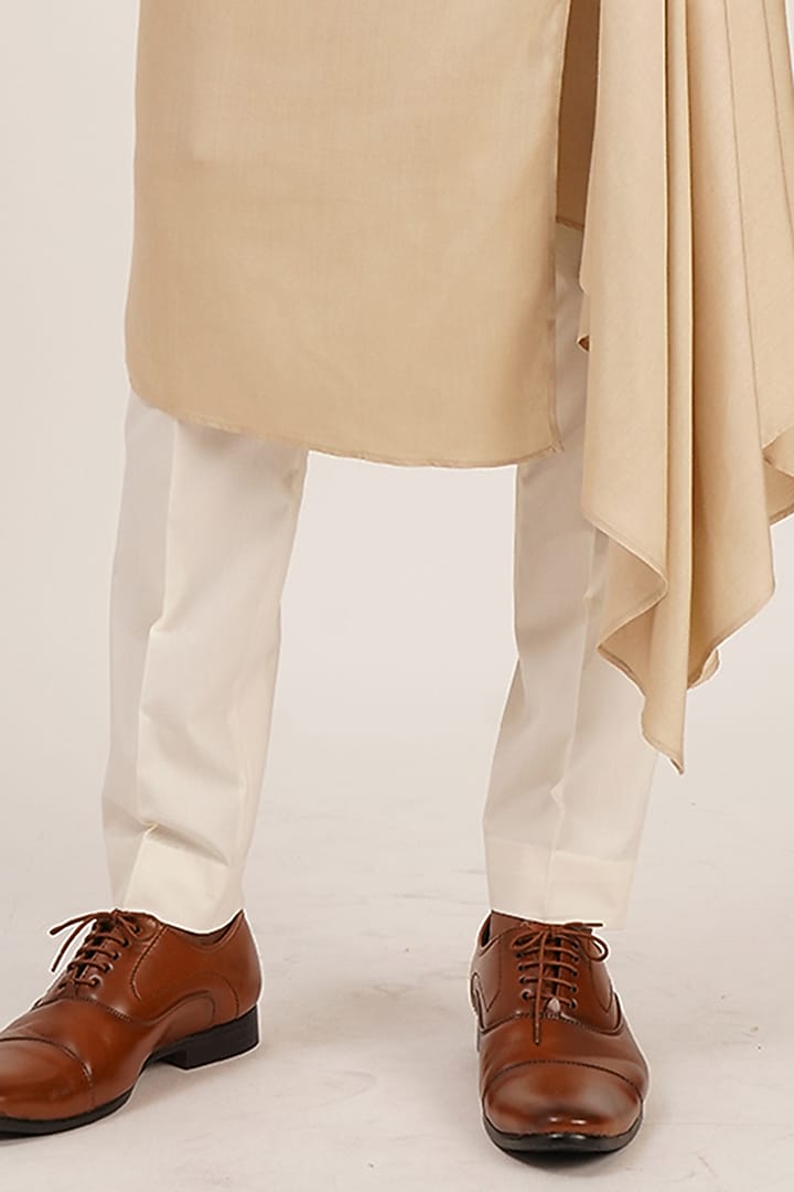 Moon Rock Cotton Silk Draped Kurta Set by Dhruv Vaish at Pernia's Pop Up Shop