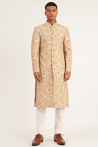 Timber Silk Embroidered Sherwani Set by Dhruv Vaish