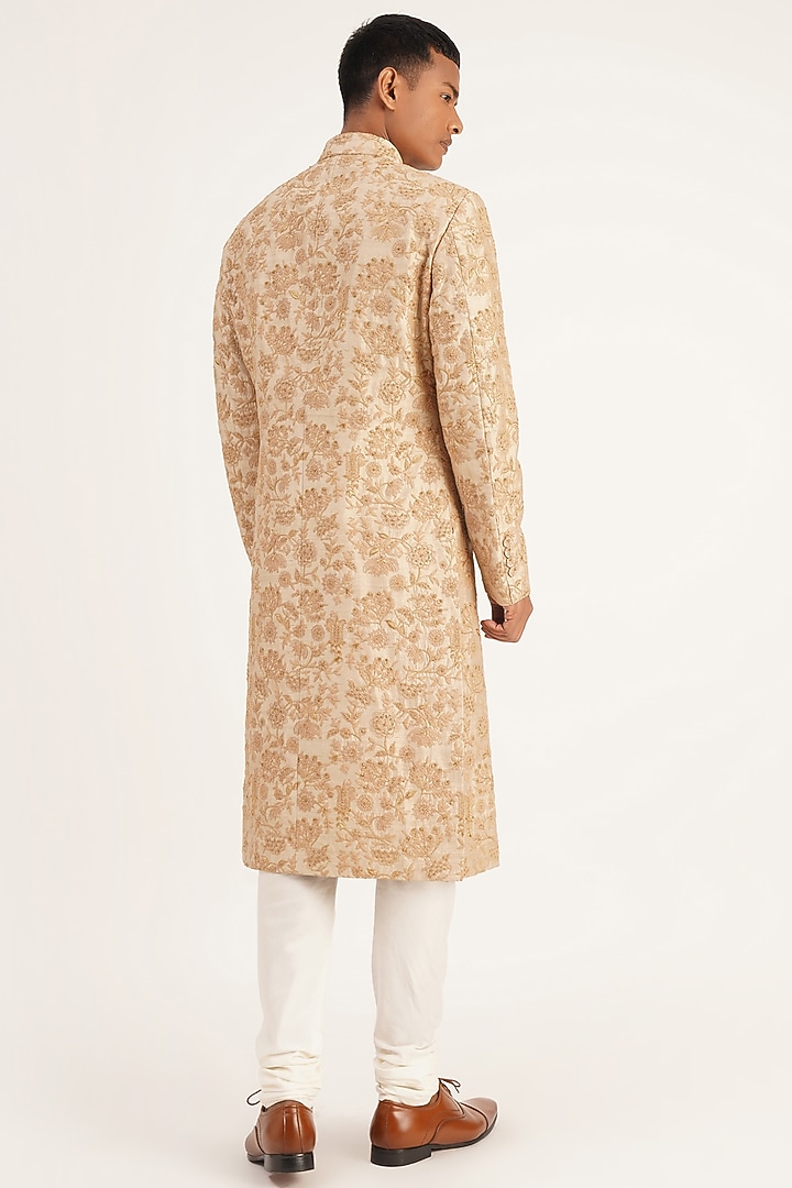 Timber Silk Embroidered Groom Sherwani Set by Dhruv Vaish at Pernia's Pop Up Shop