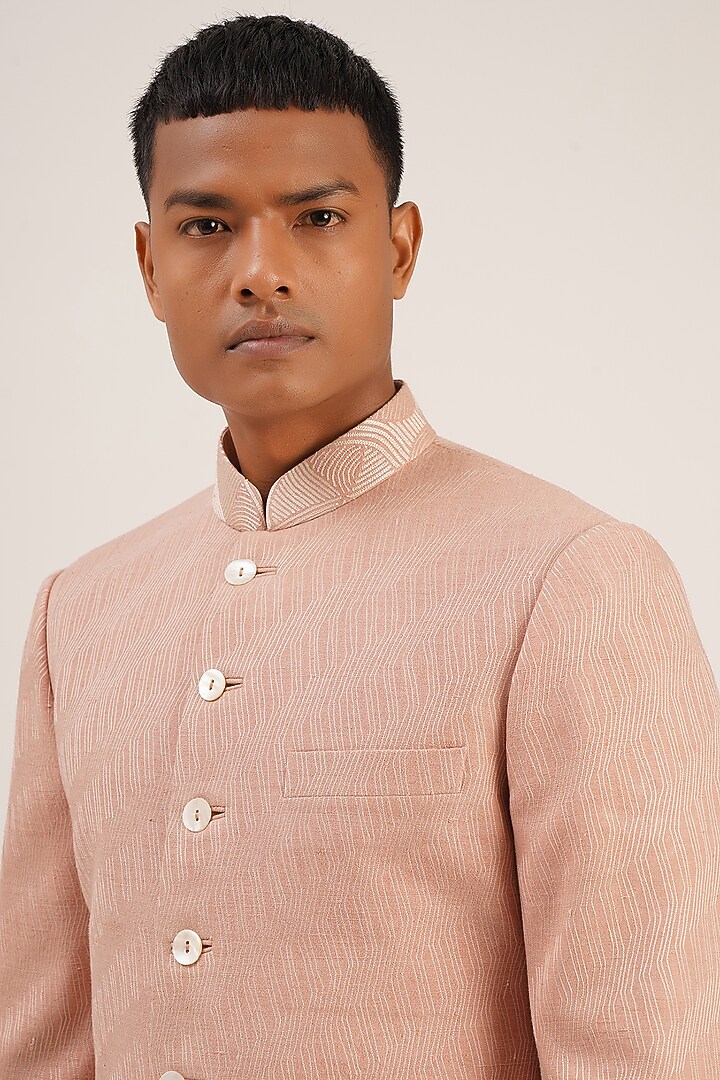 Sandrose Silk Thread Embroidered Groom Sherwani Set by Dhruv Vaish at Pernia's Pop Up Shop