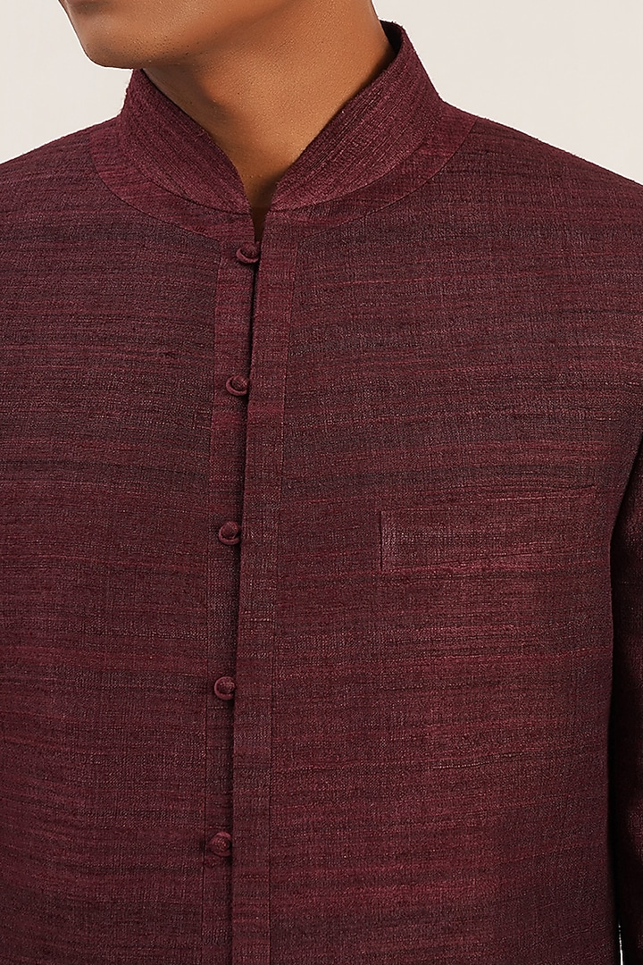 Old Rose Raw Silk Wedding Sherwani Set by Dhruv Vaish at Pernia's Pop Up Shop