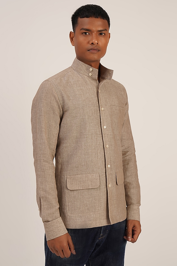 Cobblestone Handloom Cotton Party Wear Shirt by Dhruv Vaish at Pernia's Pop Up Shop