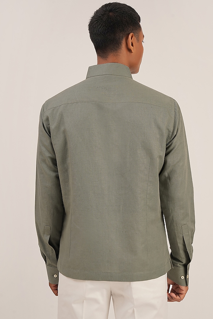 Buy Dhruv Vaish Sage Green Linen Shirt at Pernia'sPopUpShopMen 2024