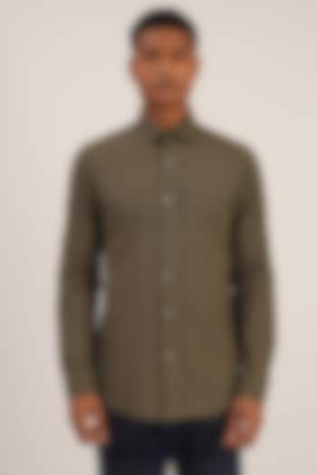 Olive Green Cotton Shirt by Dhruv Vaish