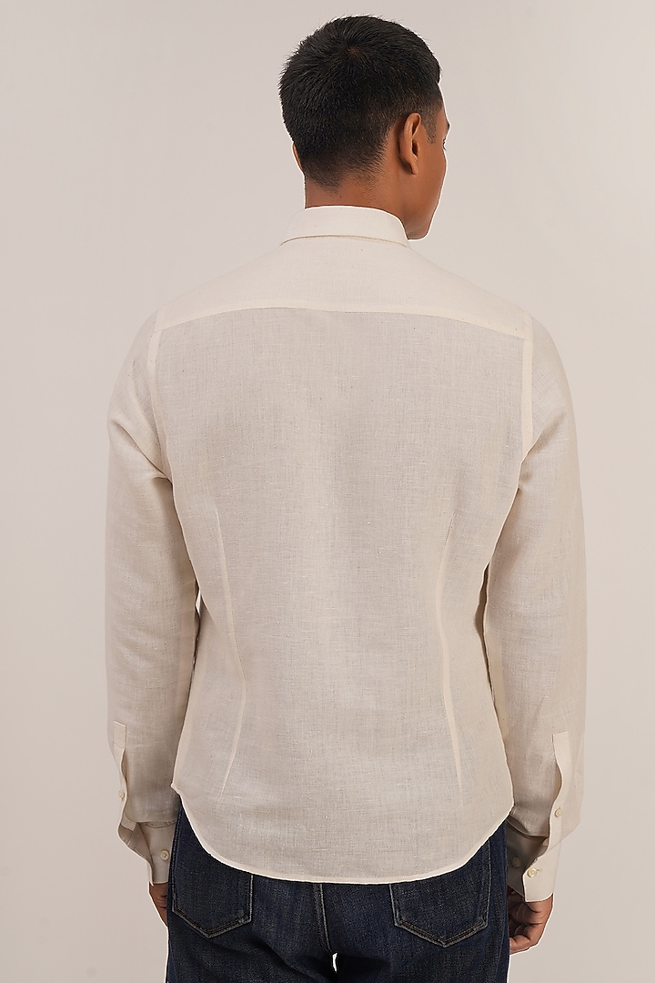 Vanilla Handloom Cotton Party Wear Shirt by Dhruv Vaish at Pernia's Pop Up Shop