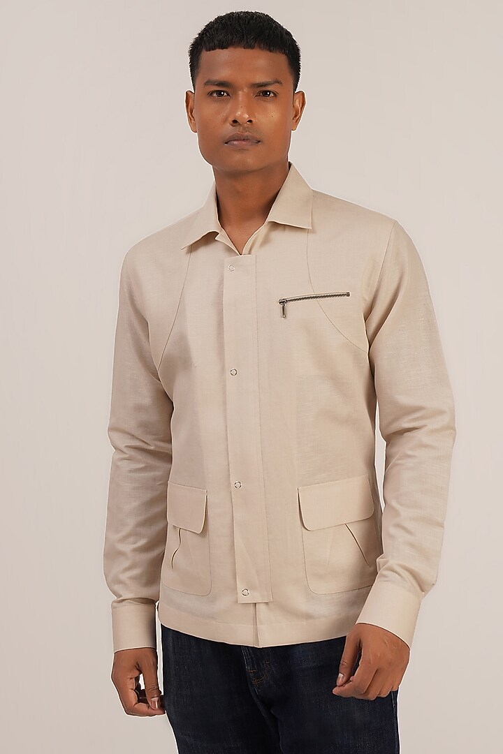 Shell Cotton Linen Wedding Shirt by Dhruv Vaish at Pernia's Pop Up Shop