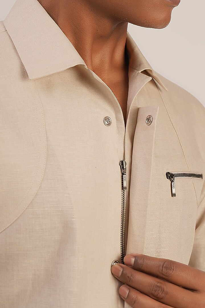 Shell Cotton Linen Wedding Shirt by Dhruv Vaish at Pernia's Pop Up Shop