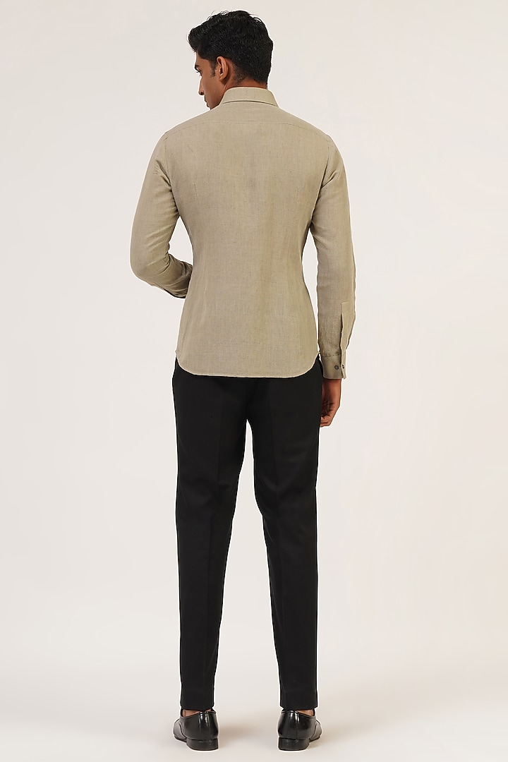 Light Sage Handloom Cotton Party Wear Shirt by Dhruv Vaish at Pernia's Pop Up Shop