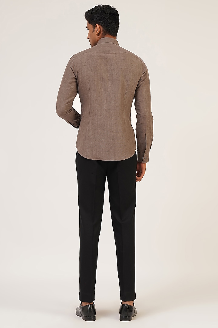 Walnut Handloom Cotton Party Wear Shirt by Dhruv Vaish at Pernia's Pop Up Shop