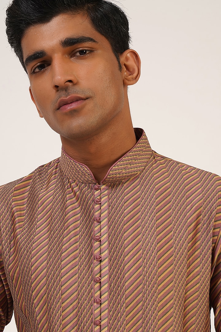Onion Tilt Cotton Silk Chanderi Printed Kurta Set by Dhruv Vaish at Pernia's Pop Up Shop