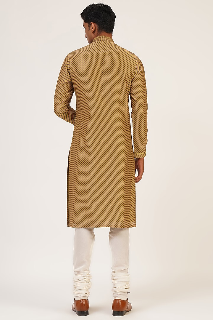 Lime Tilt Cotton Silk Chanderi Printed Kurta Set by Dhruv Vaish at Pernia's Pop Up Shop
