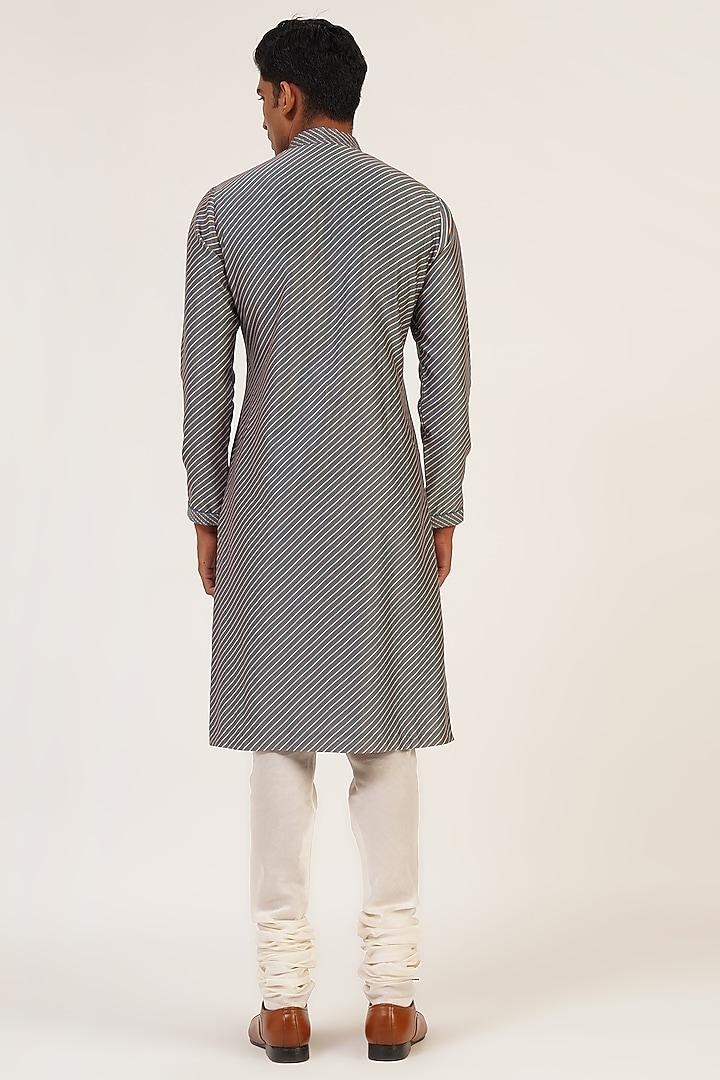 Ocean Tilt Cotton Silk Chanderi Printed Kurta Set by Dhruv Vaish at Pernia's Pop Up Shop