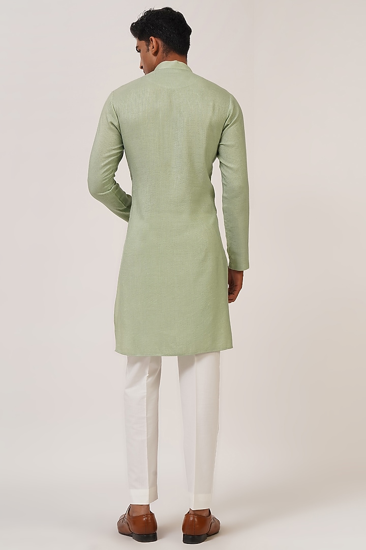 Jade Mist Textured Cotton Silk Kurta Set by Dhruv Vaish at Pernia's Pop Up Shop