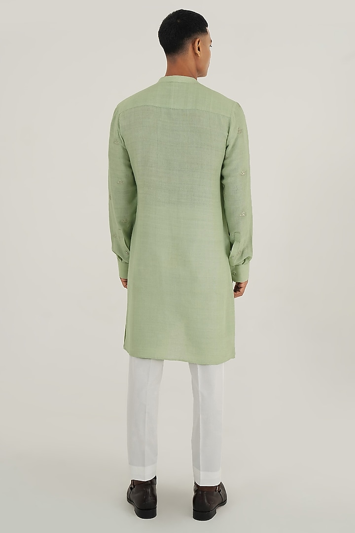Jade Mist Silk Kurta Set by Dhruv Vaish at Pernia's Pop Up Shop