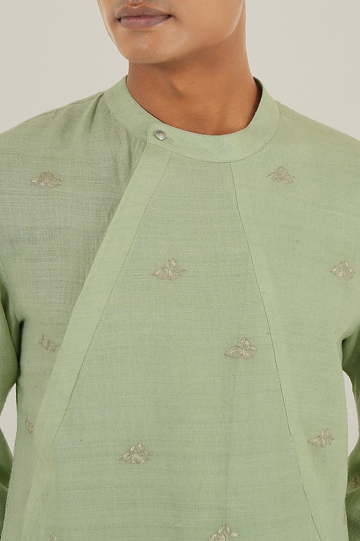 Jade Mist Silk Kurta Set by Dhruv Vaish at Pernia's Pop Up Shop