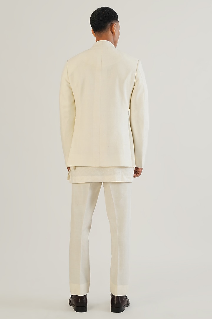 Ivory Silk Wedding Bandhgala by Dhruv Vaish at Pernia's Pop Up Shop