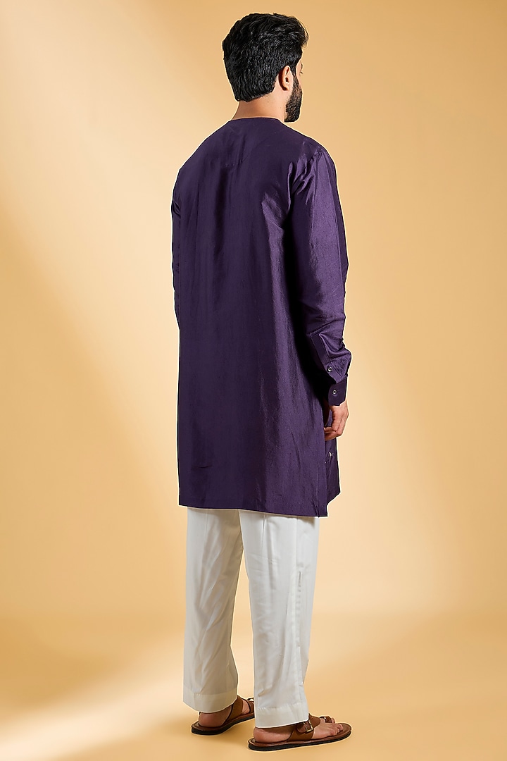 Purple Cotton Silk Chanderi Kurta Set by Dhruv Vaish at Pernia's Pop Up Shop