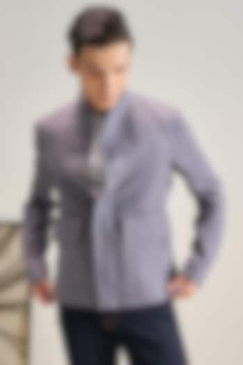 Slate Grey Linen Jacket by Dhruv Vaish at Pernia's Pop Up Shop