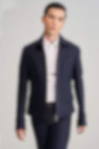 Navy Linen Jacket by Dhruv Vaish at Pernia's Pop Up Shop