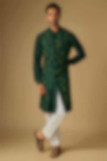 Jade Mist Silk Embroidered Kurta Set by Dhruv Vaish at Pernia's Pop Up Shop