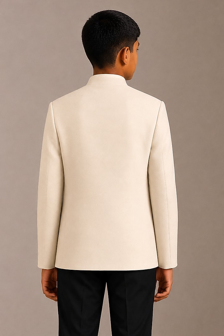 Ivory Silk Bandhgala For Boys by Dhruv Vaish Kids at Pernia's Pop Up Shop