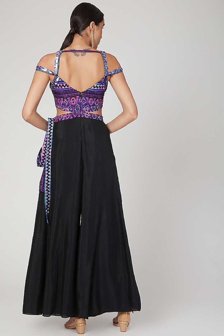 Black Printed Wrap Jumpsuit by Dhwaja at Pernia's Pop Up Shop
