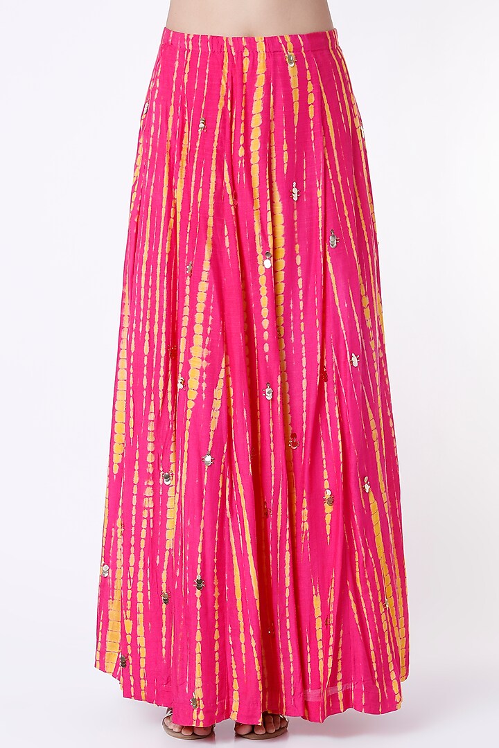 French Fuchsia Tie-Dye Lehenga Set by Dhwaja at Pernia's Pop Up Shop