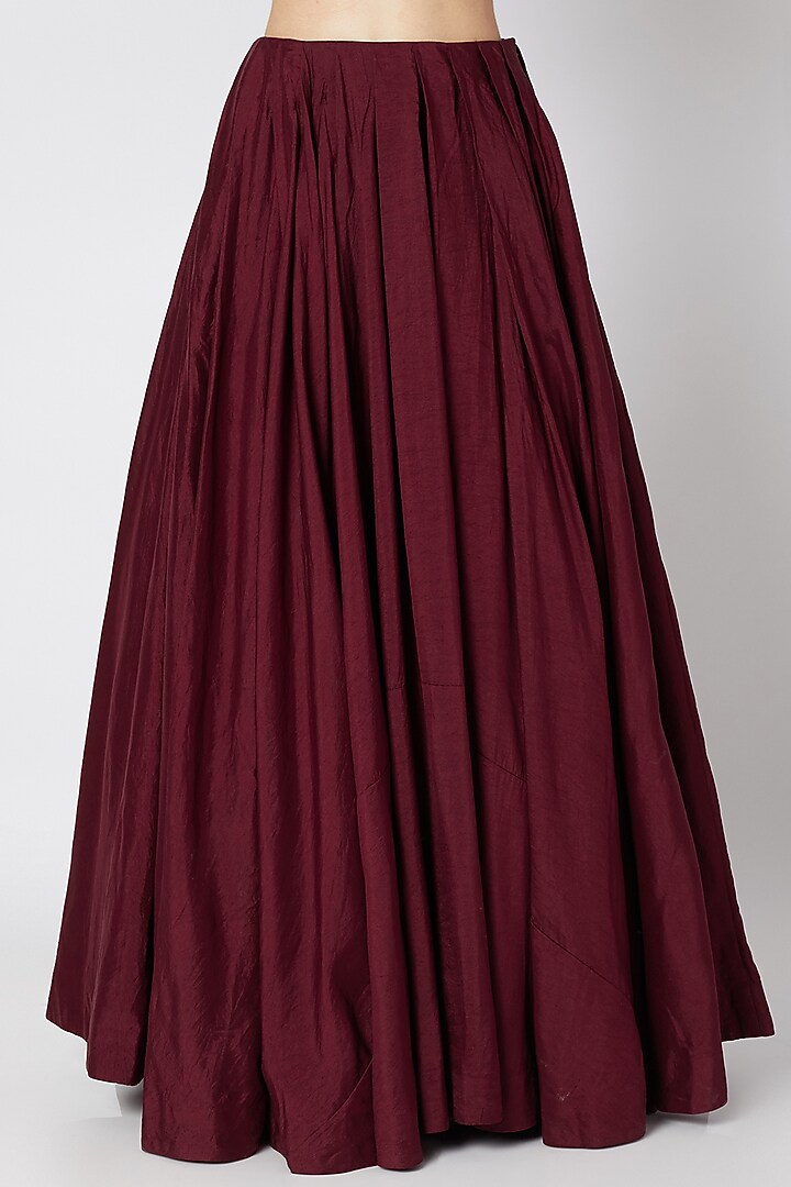 Wine Embroidered Wedding Lehenga Set by Dhwaja at Pernia's Pop Up Shop