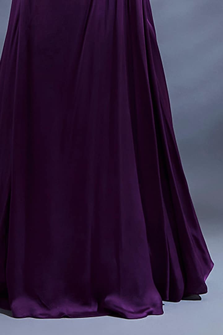 Purple Bemberg Pleated Draped Wedding Gown Saree by Dhwaja at Pernia's Pop Up Shop