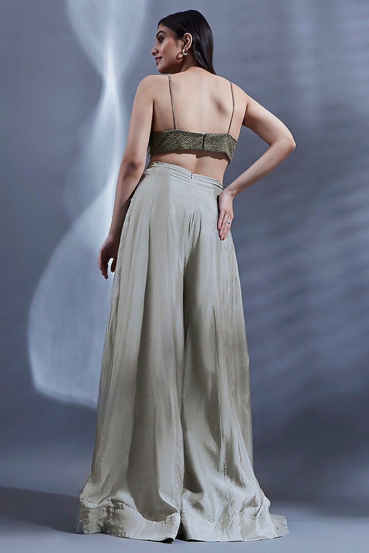 Grey Viscose Hand Embroidered Cut-Out Jumpsuit by Dhwaja at Pernia's Pop Up Shop
