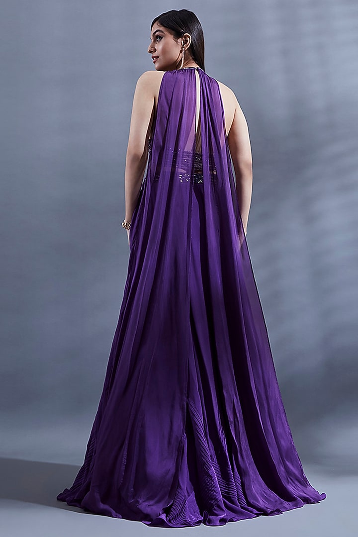 Purple Crepe Wedding Lehenga set by Dhwaja at Pernia's Pop Up Shop