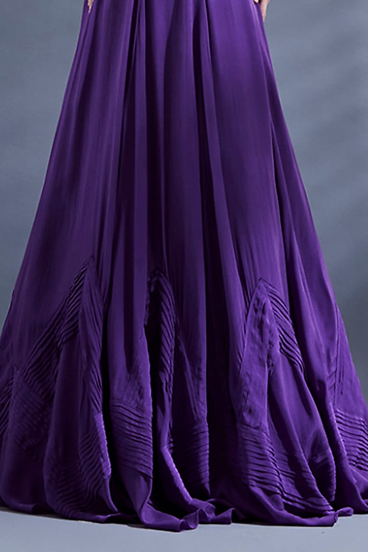 Purple Crepe Wedding Lehenga set by Dhwaja at Pernia's Pop Up Shop