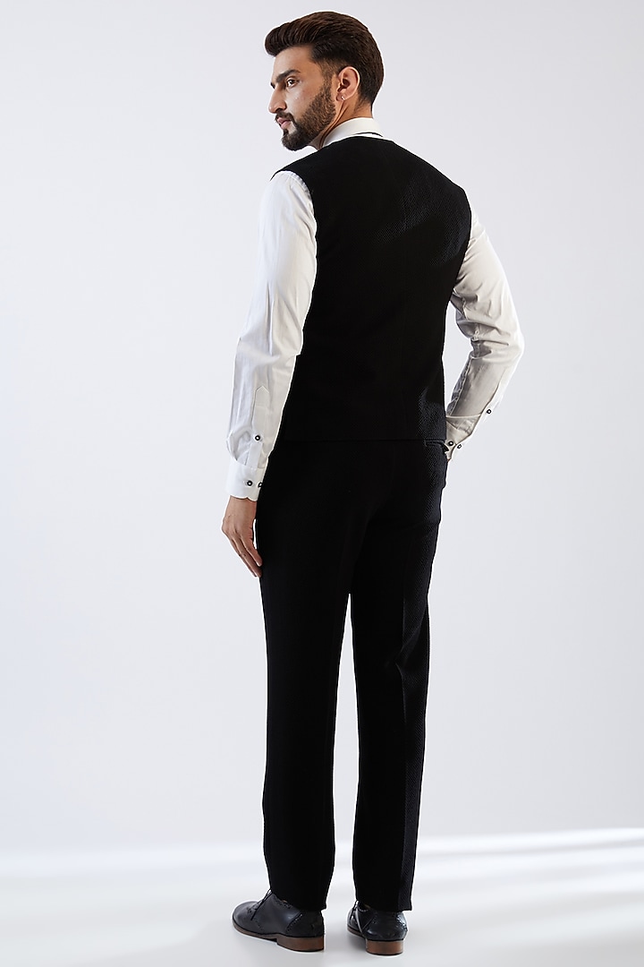 Black Terry Rayon Tuxedo Set by Dhananjay at Pernia's Pop Up Shop
