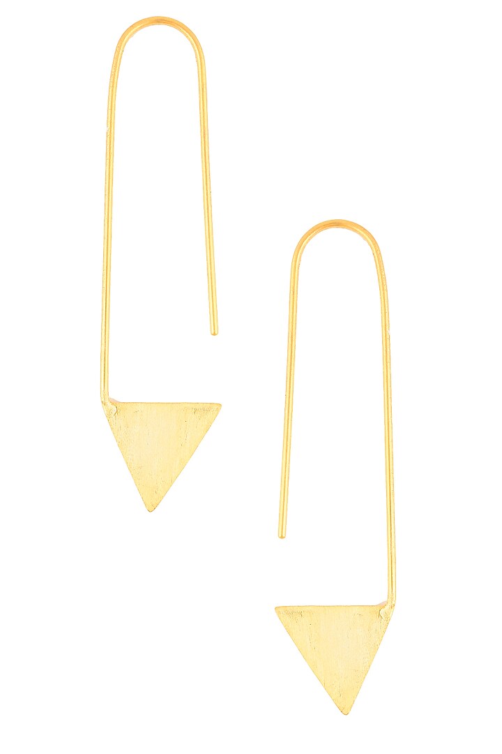 Gold Finish Triangular Drop Hook Earrings by Dhora