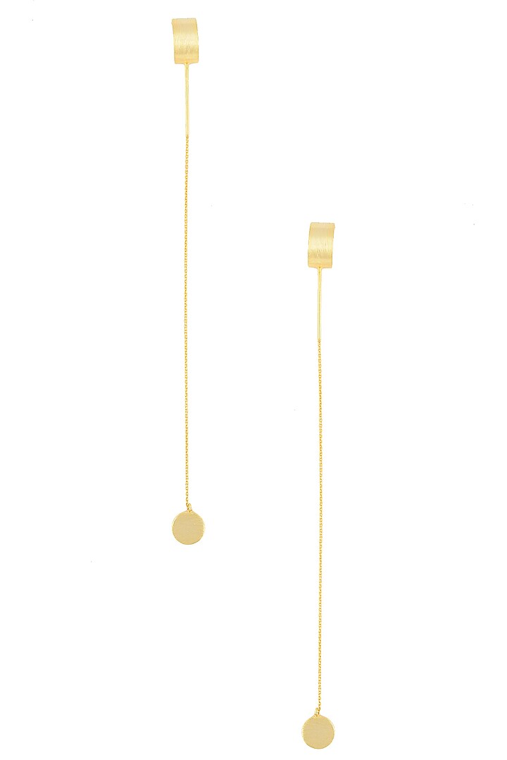 Gold Finish Hook Chain Earrings by Dhora