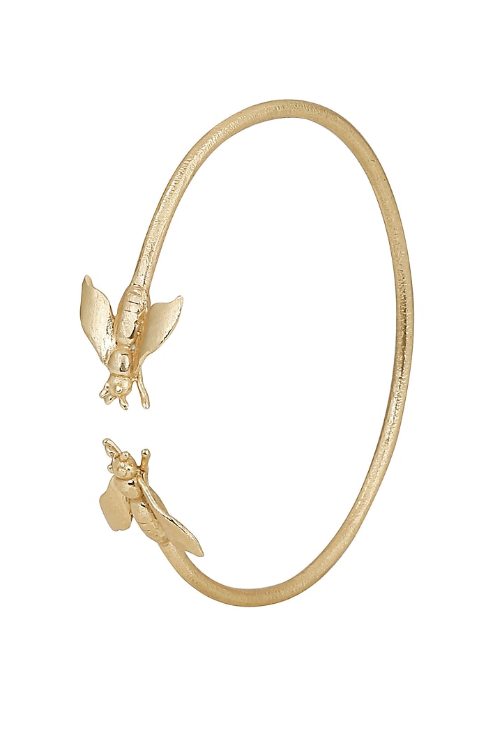 Gold Plated Bee Bangle by Dhora