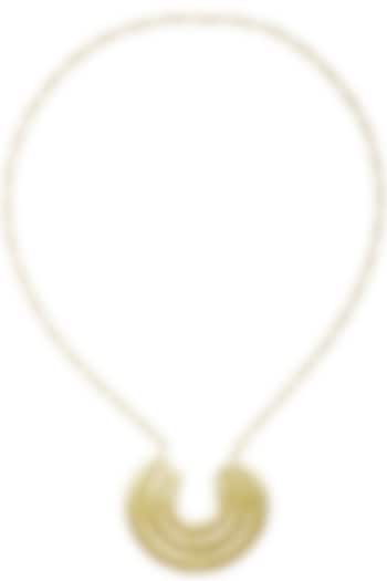 Gold Plated Semi Circle Big Pendant Chain Necklace by Dhora
