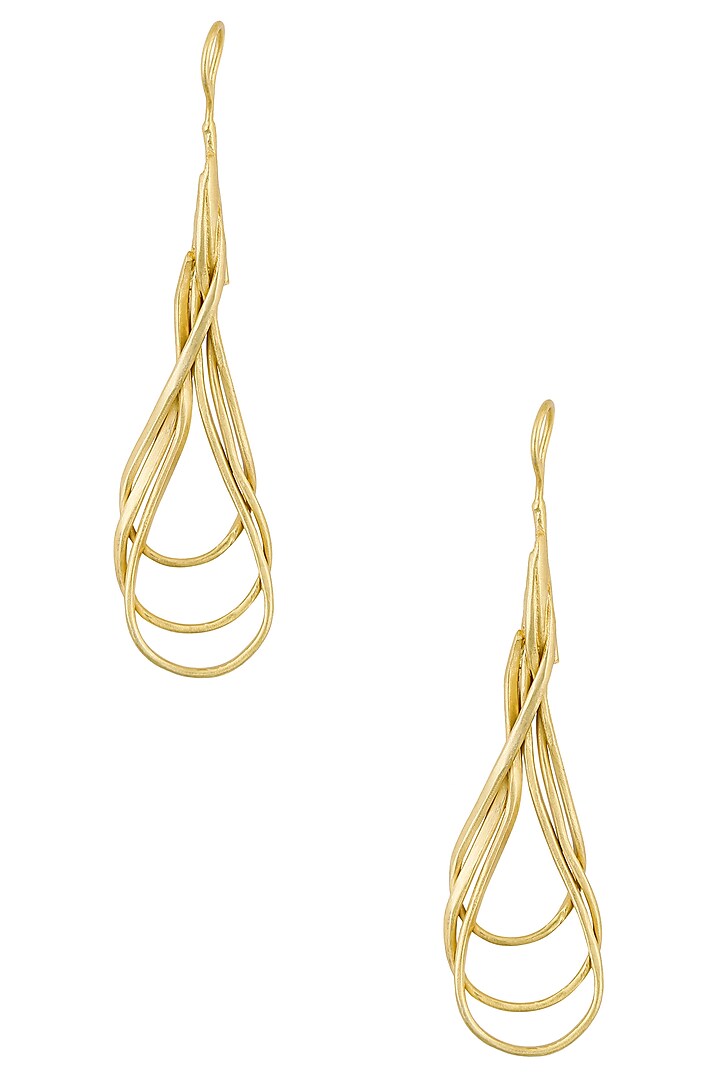 Gold Plated Swirl Earrings by Dhora
