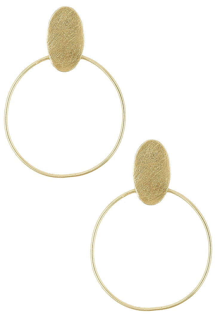 Gold Plated Oat Hoop Earrings by Dhora
