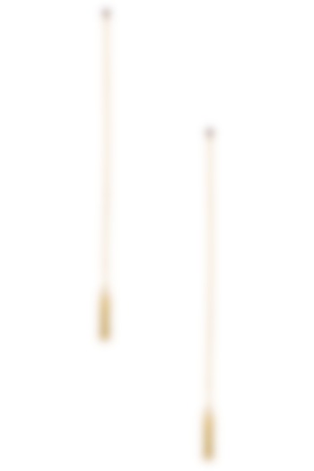 Gold Plated Line Chain Long Earrings by Dhora