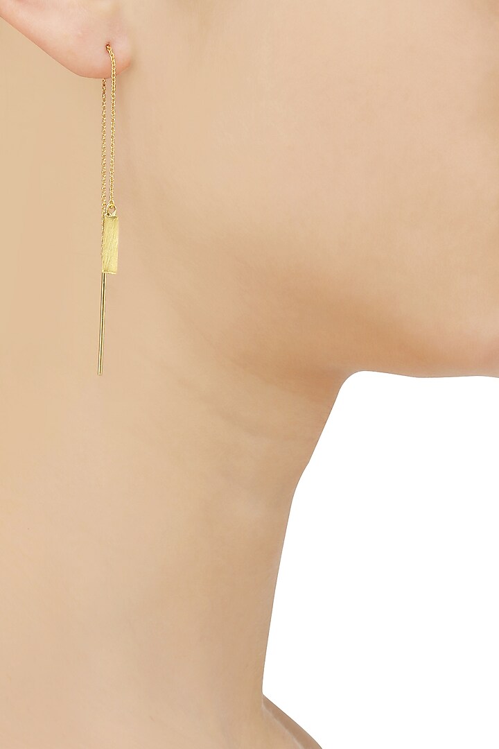 Dhora presents Gold plated line chain long earrings available only