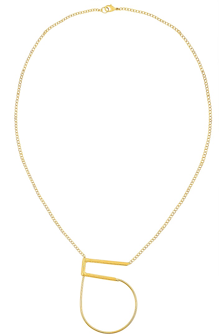 Gold Finish Geo Statement Necklace by Dhora