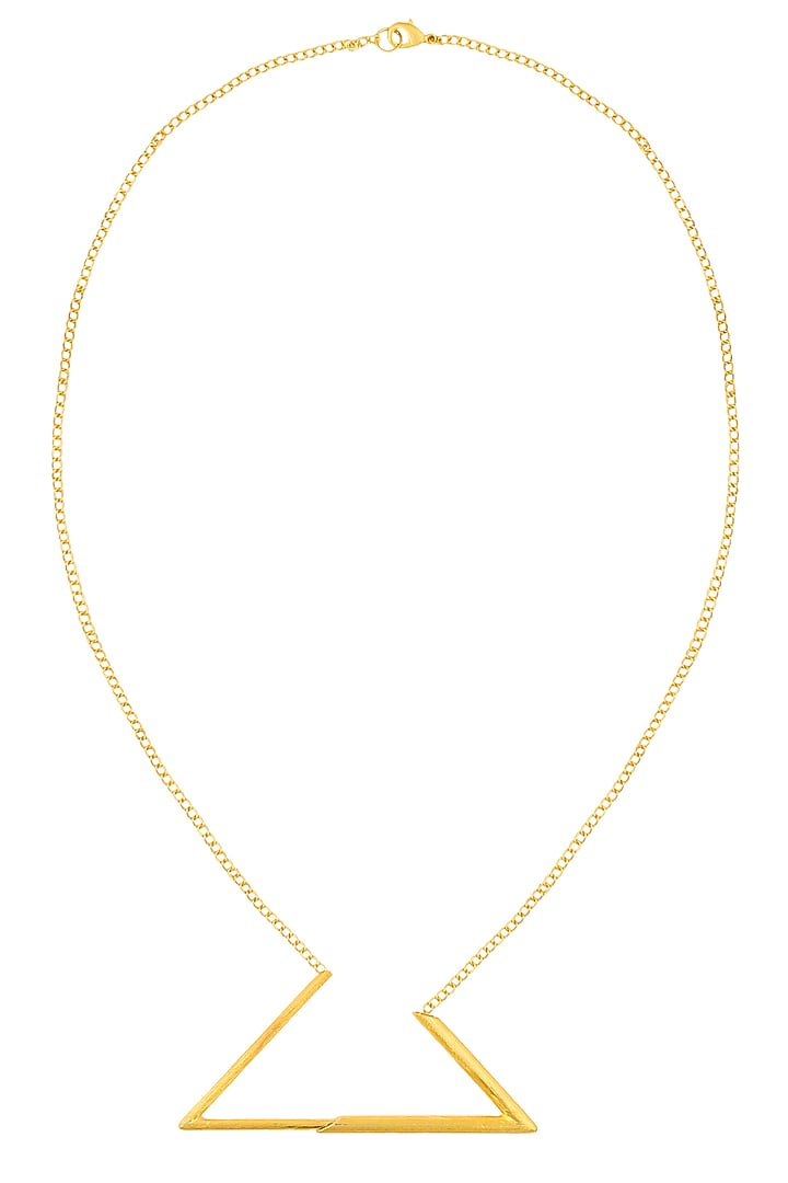 Gold Finish Triangular Design Statement Necklace by Dhora